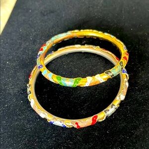 Vintage Chinese Cloisonné a Pair of Butterfly Bangle Set